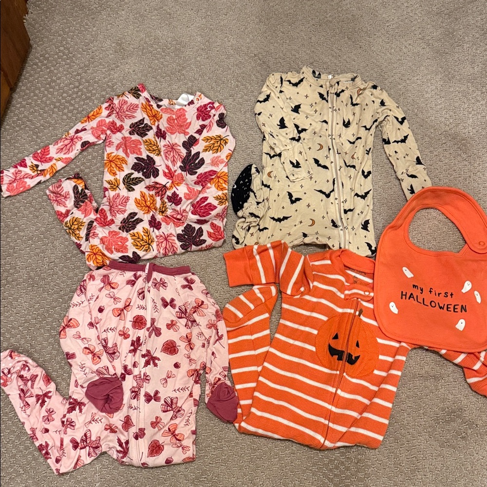 Baby Halloween and Fall footie bundle!